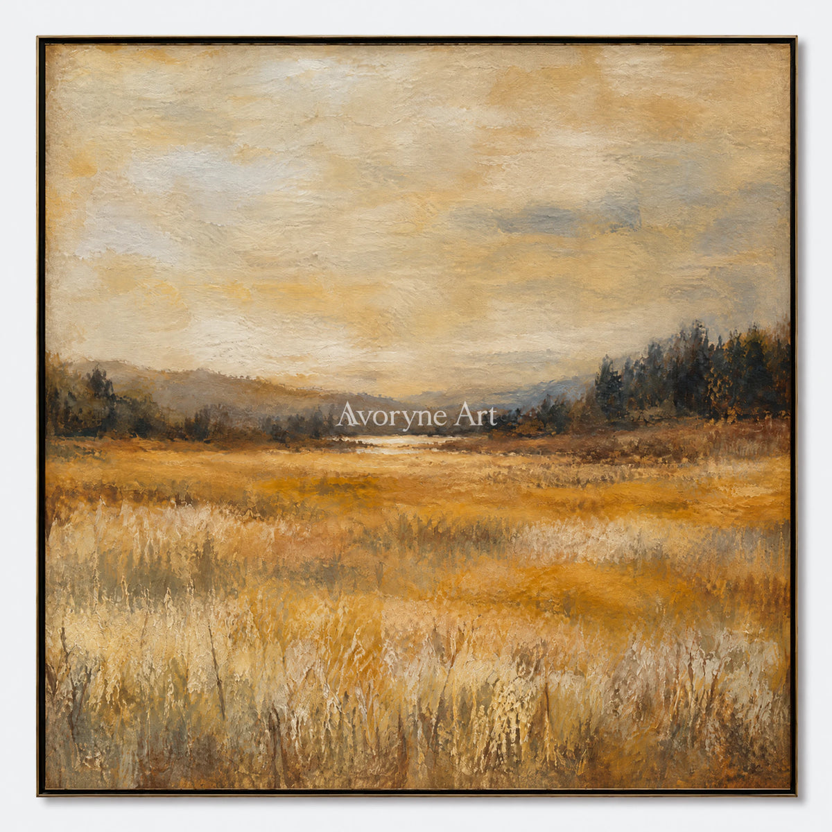 Golden Acre: Impressionist Gold Meadow Wall Art — primary