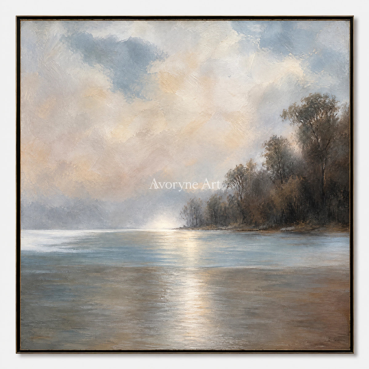 Cloudbank Quiet: Impressionist Gray Lake Wall Art — primary