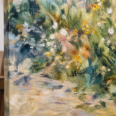 Meadow Murmur: Impressionist Green Garden Wall Art — detail easel