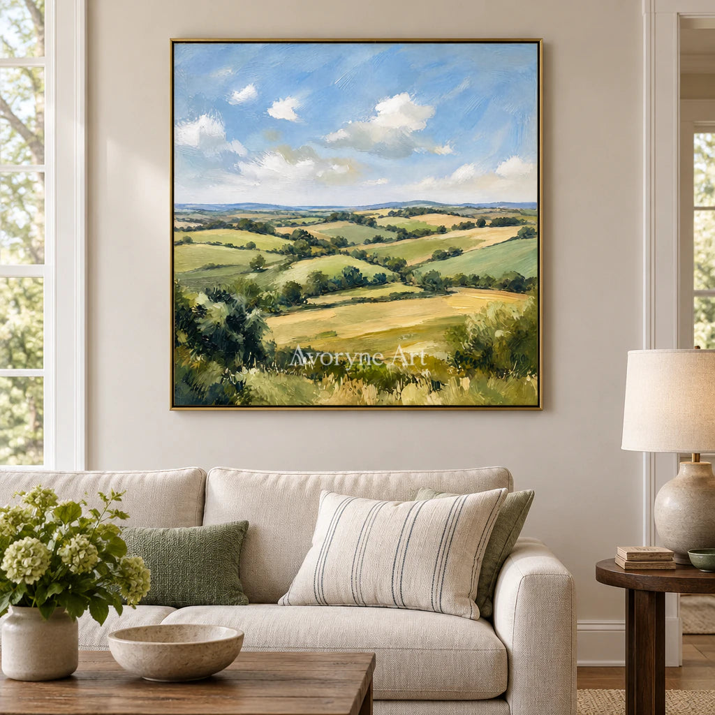 Summer Acre: Impressionist Green Landscape Wall Art — living gold