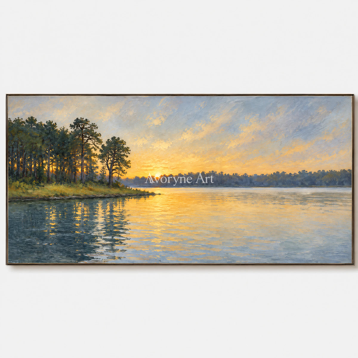 Amber Reach: Impressionist Lake Panorama Wall Art — primary
