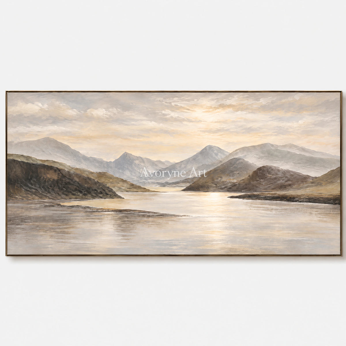 Valley Expanse: Impressionist Lake Panorama Wall Art — primary