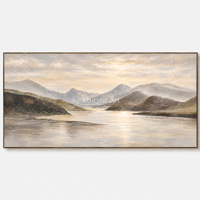 Valley Expanse: Impressionist Lake Panorama Wall Art — primary