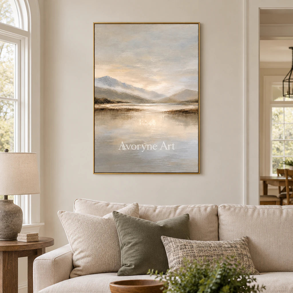 Valley Quiet: Impressionist Mountain Lake Wall Art — living gold