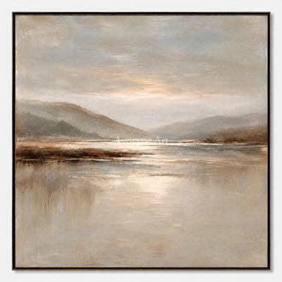 Pale Inlet: Impressionist Mountain Lake Wall Art — primary
