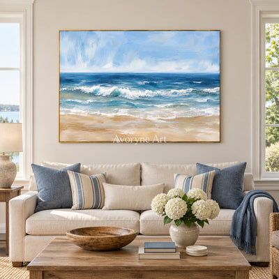 Saltwater Rhythm: Impressionist Ocean Waves Wall Art — living gold