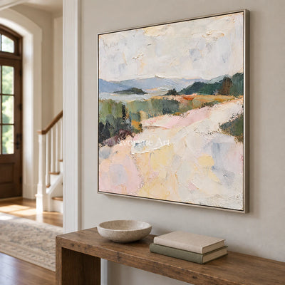 Chalk Valley: Impressionist Pastel Landscape Wall Art — entry silver