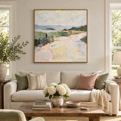 Chalk Valley: Impressionist Pastel Landscape Wall Art — living gold