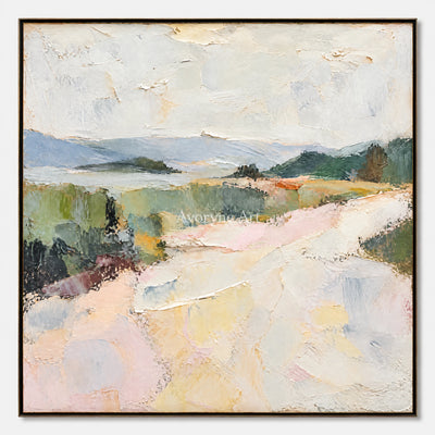 Chalk Valley: Impressionist Pastel Landscape Wall Art — primary
