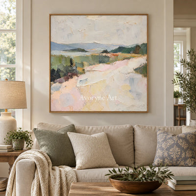 Chalk Valley: Impressionist Pastel Landscape Wall Art — villa wood