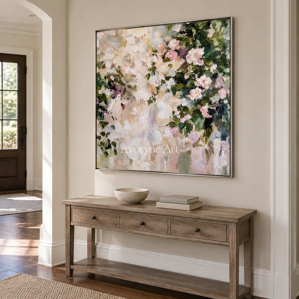 Petal Haze: Impressionist White Florals Wall Art — entry silver