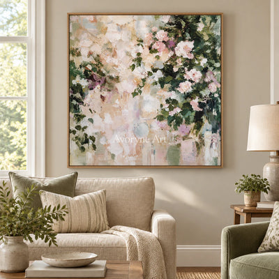 Petal Haze: Impressionist White Florals Wall Art — villa wood