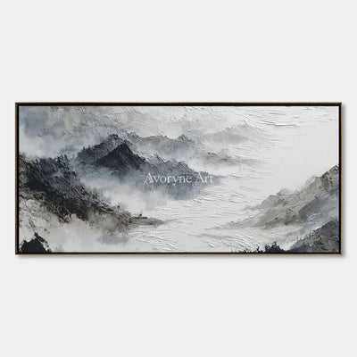 Pale Sonata, hand-painted ink mountain water wall art by Chen Wei