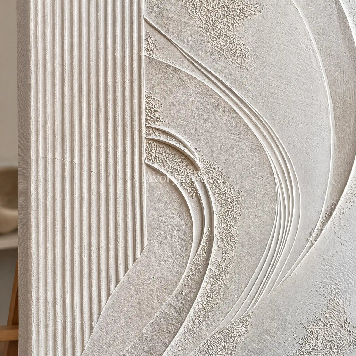 Aster Stratum: Ivory Contour Relief — detail easel