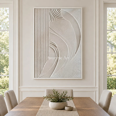 Aster Stratum: Ivory Contour Relief — dining white