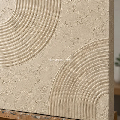 Aster Ripple: Ivory Contour Relief — detail easel