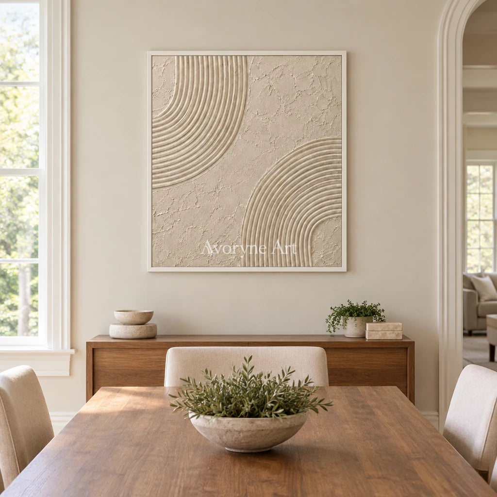 Aster Ripple: Ivory Contour Relief — dining white