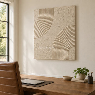 Aster Ripple: Ivory Contour Relief — office frameless