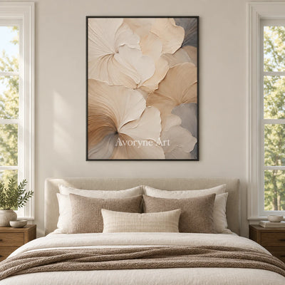 Aster Flow: Ivory Fan Relief — bedroom black