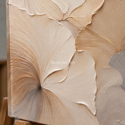 Aster Flow: Ivory Fan Relief — detail easel
