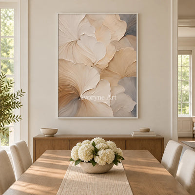 Aster Flow: Ivory Fan Relief — dining white