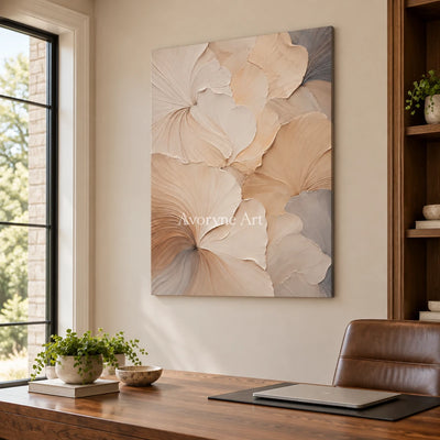 Aster Flow: Ivory Fan Relief — office frameless
