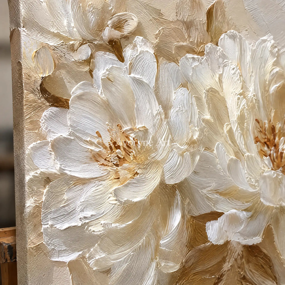 Aster Frond: Ivory Floral Relief — detail easel