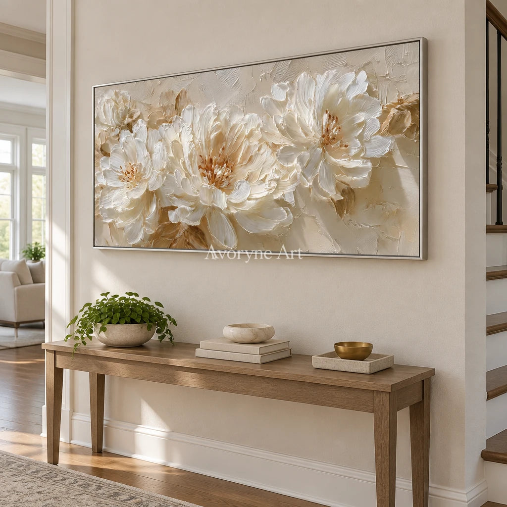 Aster Frond: Ivory Floral Relief — entry silver