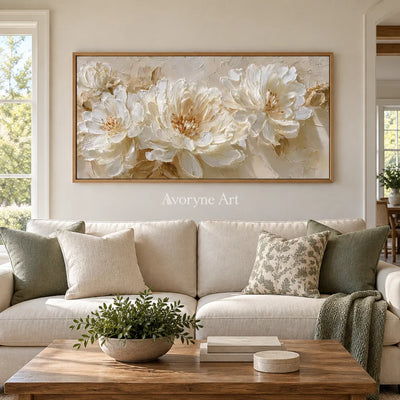 Aster Frond: Ivory Floral Relief — villa wood