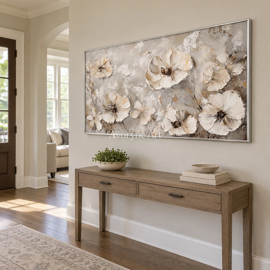 Aster Parcel: Ivory Floral Relief — entry silver