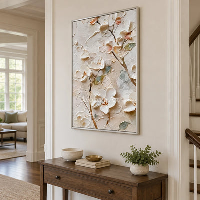 Aster Tide: Ivory Floral Relief — entry silver