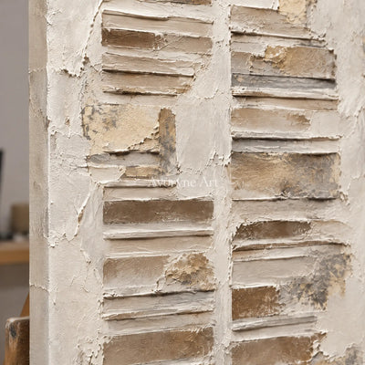 Chalk Steps: Ivory Geometric Relief Wall Art — detail easel