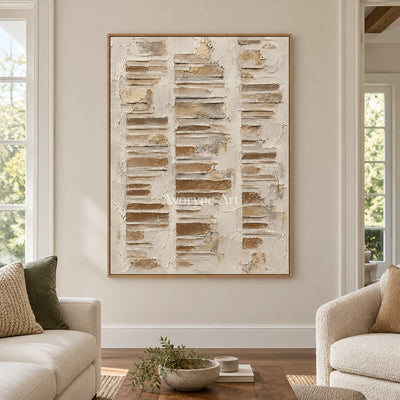 Chalk Steps: Ivory Geometric Relief Wall Art — villa wood