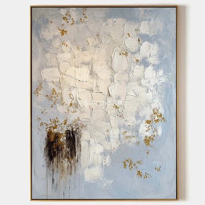 Gentle Haven, hand-painted ivory gold relief wall art by Yuki Tanabe