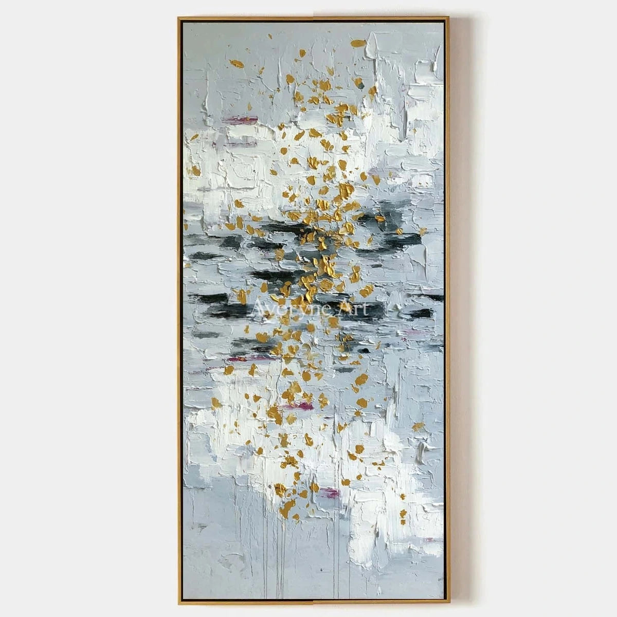 Gentle Measure, hand-painted ivory gold relief wall art by Yuki Tanabe