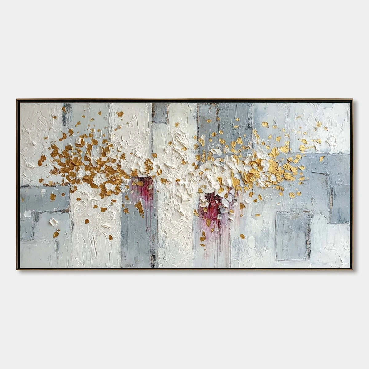 Gentle Sonata, hand-painted ivory gold relief wall art by Yuki Tanabe