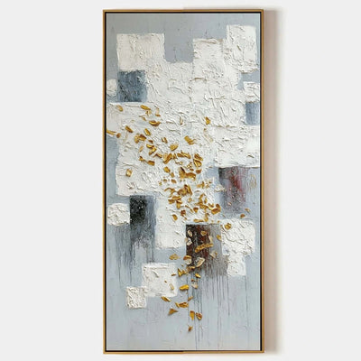 Lucent Refrain, hand-painted ivory gold relief wall art by Yuki Tanabe