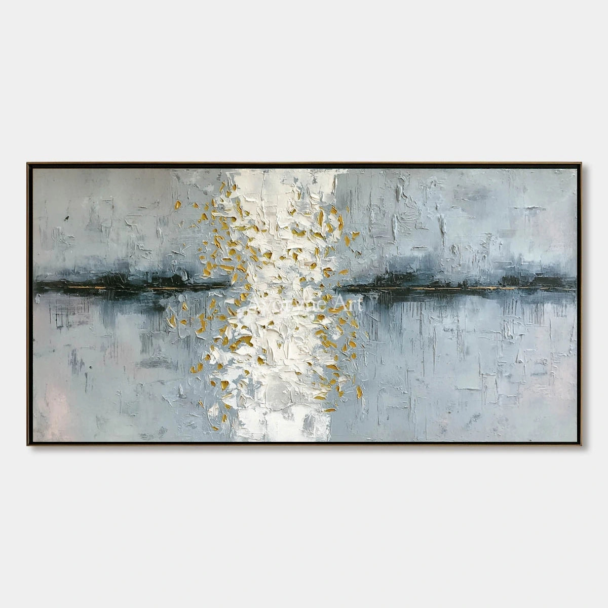 Lucent Haven, hand-painted ivory gold relief wall art by Yuki Tanabe