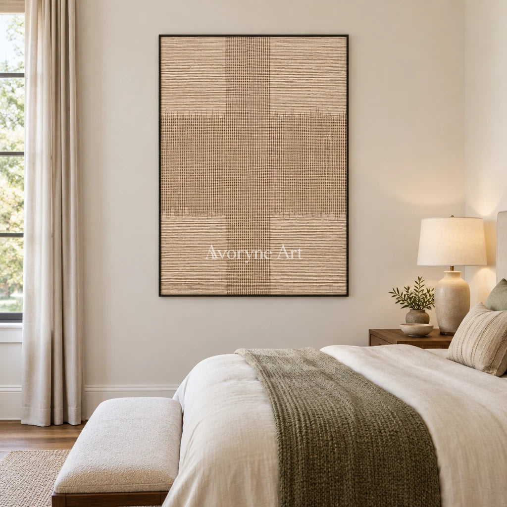 Aster Haven: Ivory Grid Texture — bedroom black
