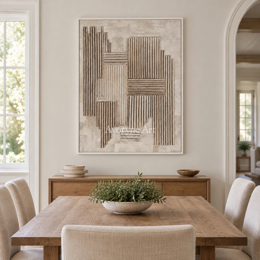Aster Glade: Ivory Grid Texture — dining white