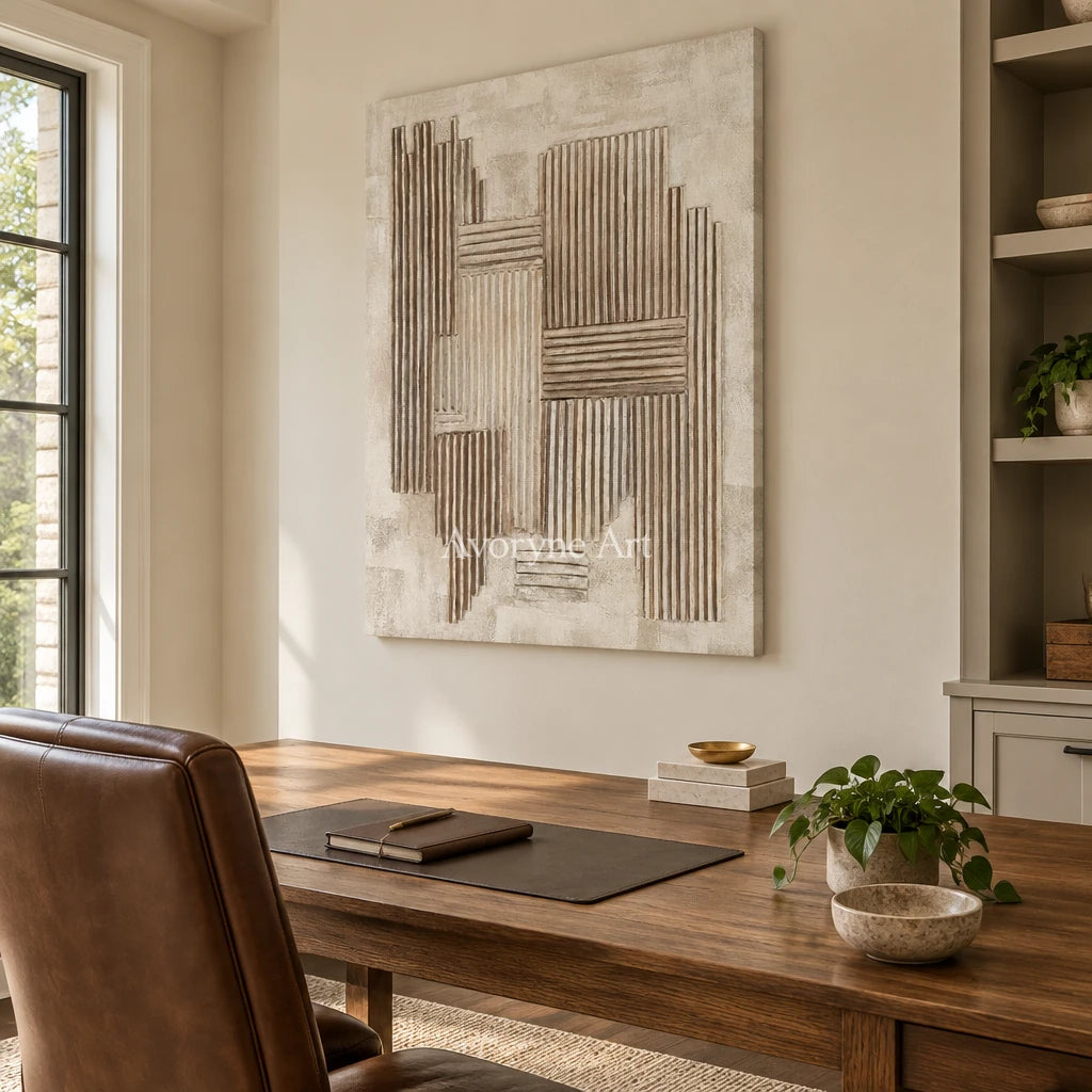 Aster Glade: Ivory Grid Texture — office frameless