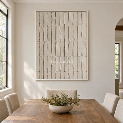 Aster Vale: Ivory Grid Texture — dining white