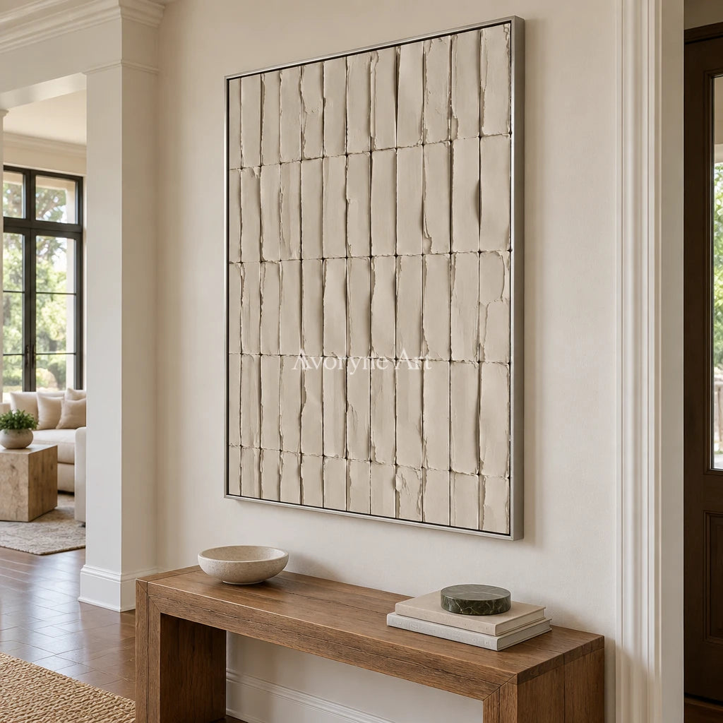 Aster Vale: Ivory Grid Texture — entry silver