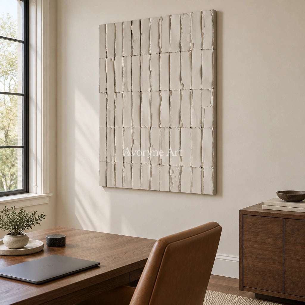 Aster Vale: Ivory Grid Texture — office frameless