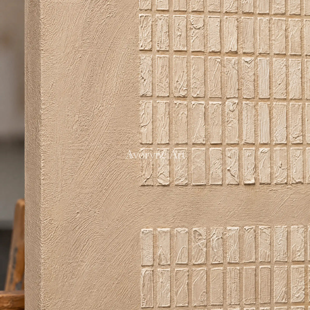 Aster Afterglow: Ivory Grid Texture — detail easel