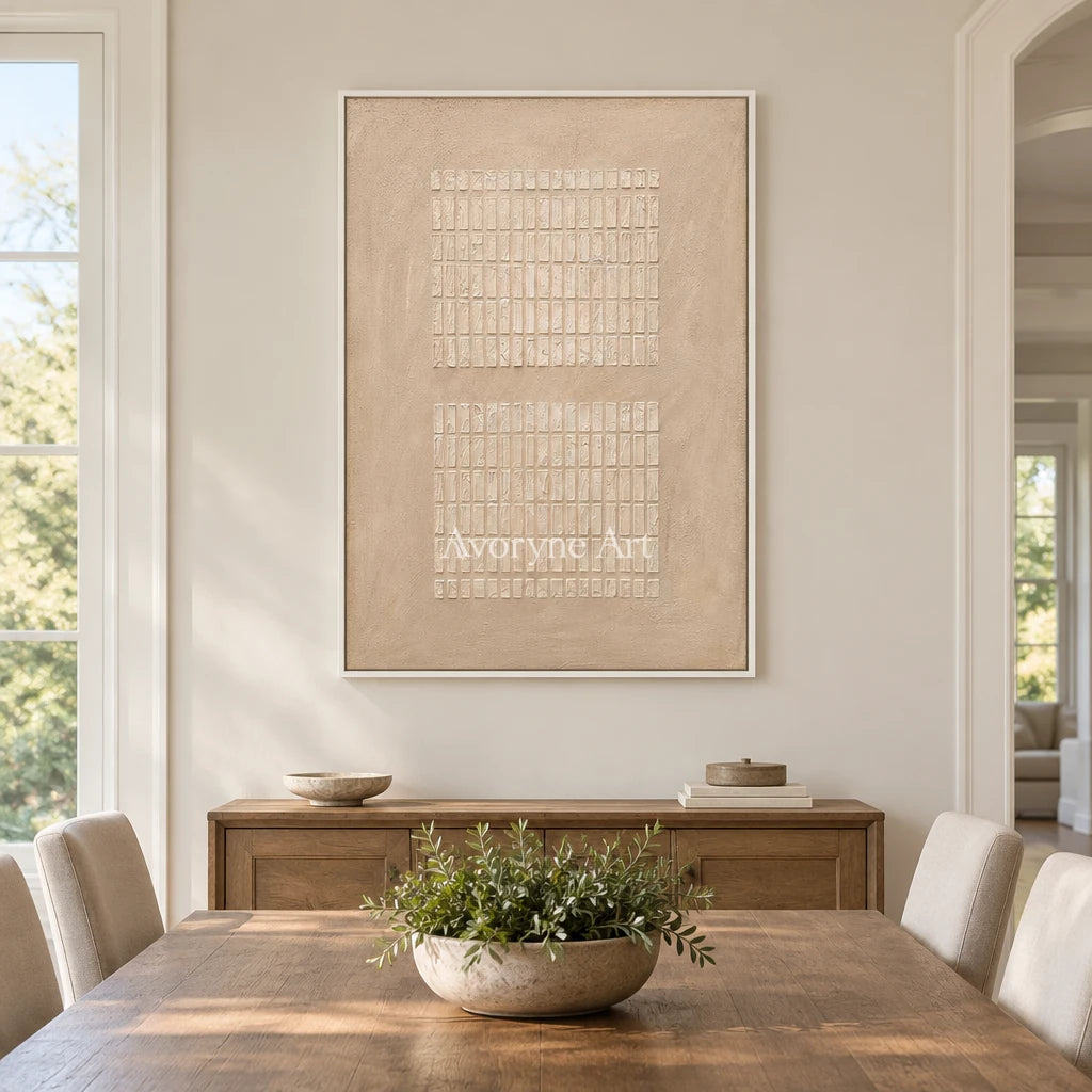 Aster Afterglow: Ivory Grid Texture — dining white