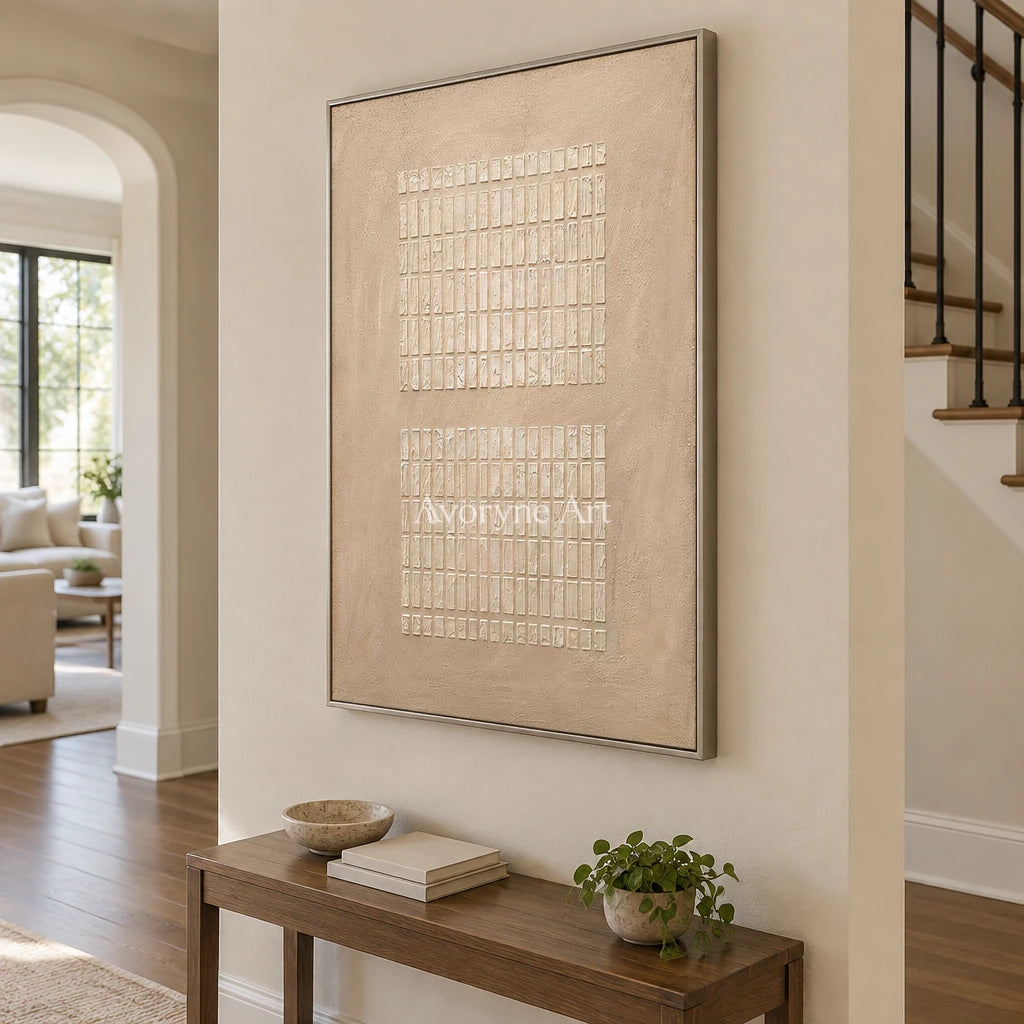 Aster Afterglow: Ivory Grid Texture — entry silver