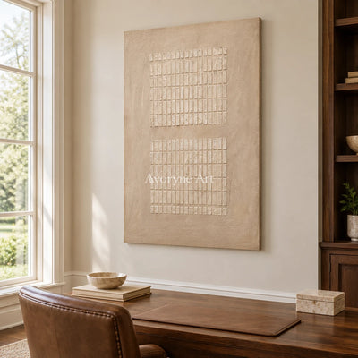 Aster Afterglow: Ivory Grid Texture — office frameless