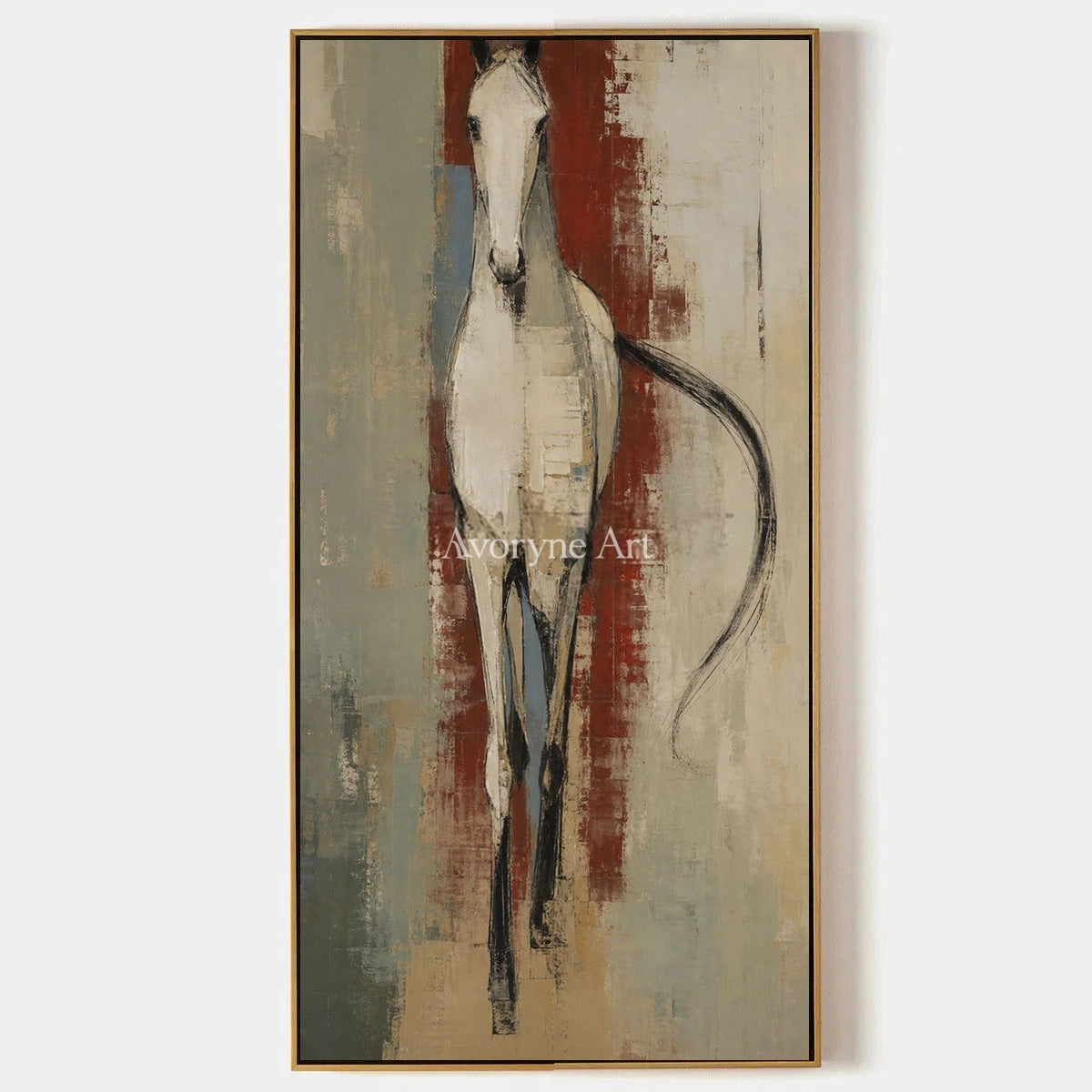 Woven Trace, hand-painted ivory horse art by Arthur Ellison