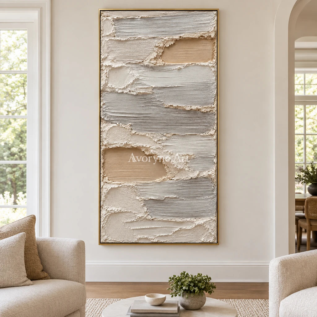Aven Quiet Strata: Ivory Layered Texture Wall Art — living gold